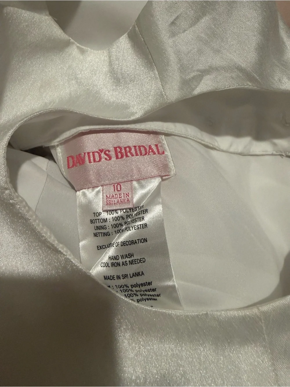 David's Bridal White Sparkle Tulle Flower Girl Dress - Picture 3 of 3